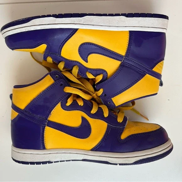 Nike Kids Yellow and Purple Sneakers Nike Kids Dunk High  main image 4